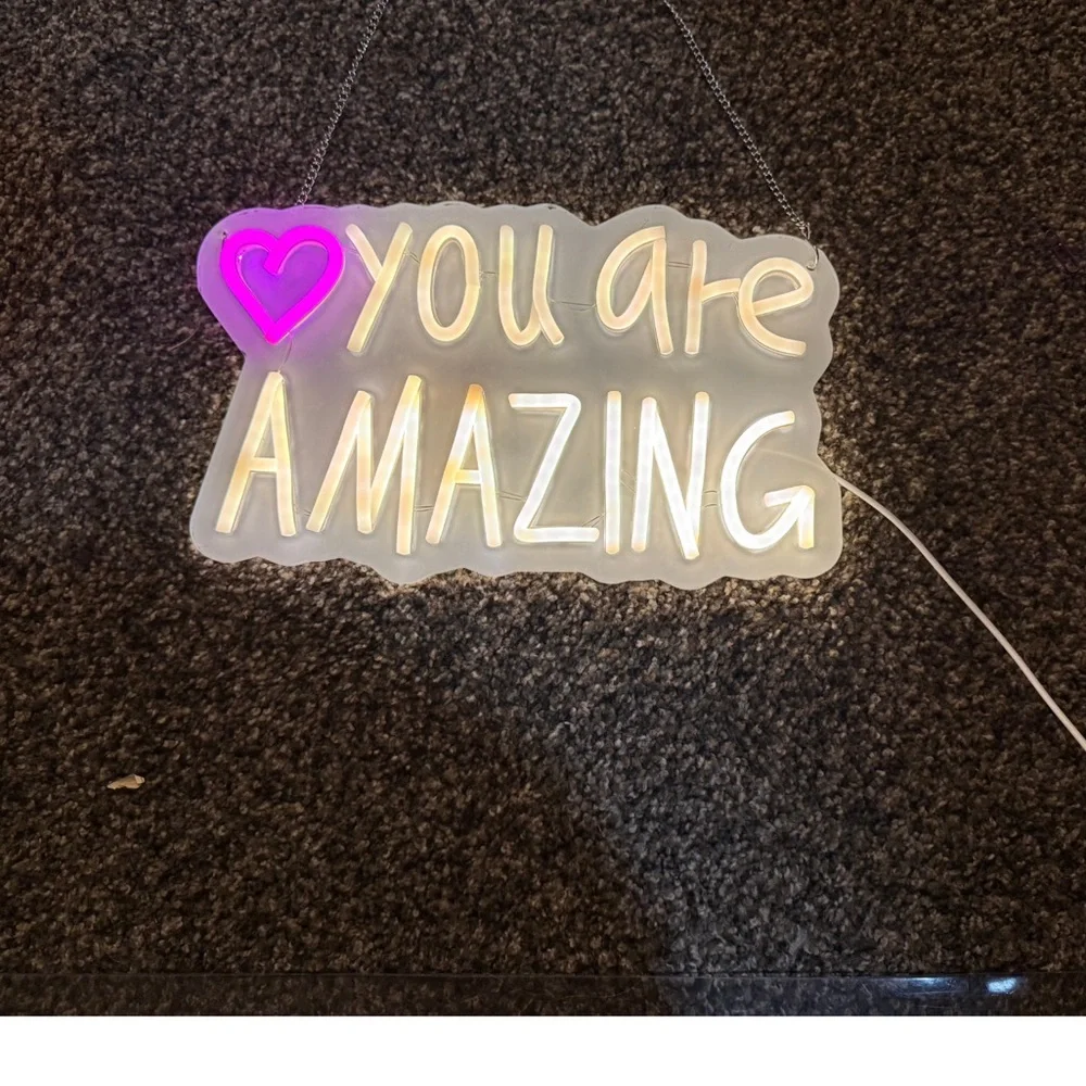 Lot of 3 Inspirational wall art & You Are Amazing Pink&White LED Wall Sign